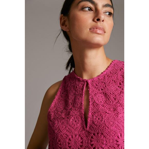 Anthropologie Maeve Solid Eyelet Crochet Top - New - Size 10 - Picture 2 of 6